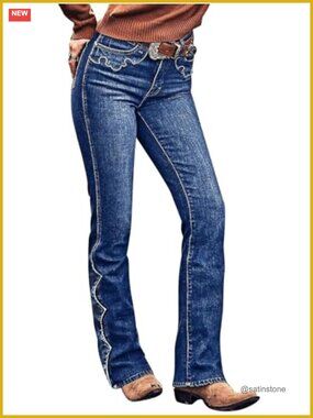 Mid Waist Bootcut Jeans with Tummy Control